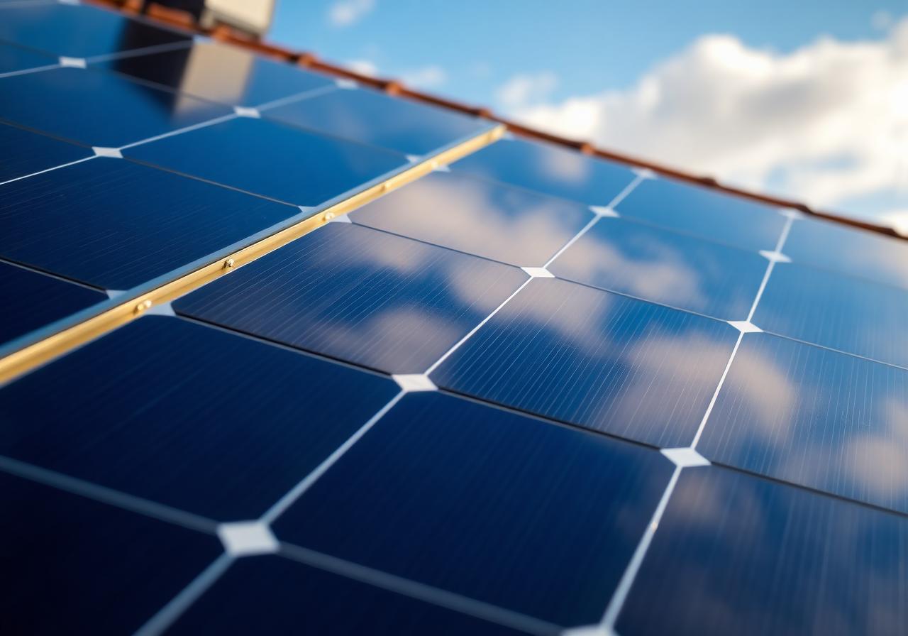 Close-up of residential solar panels